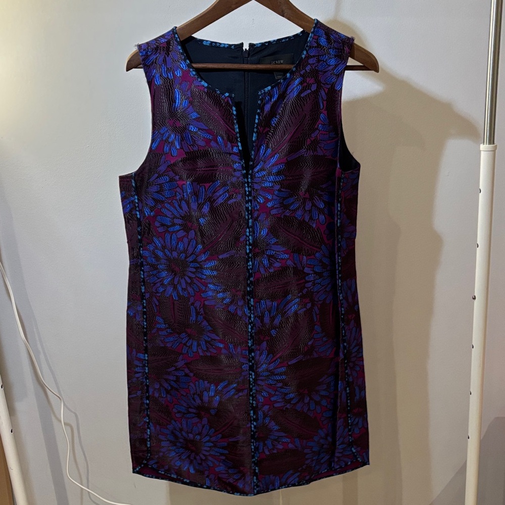 J. Crew Vibrant Purple and Blue brocade Mini Dress